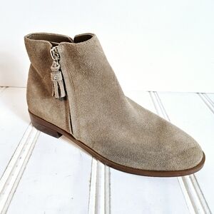 Kate Spade Tan Suede Ankle Boots 6 Neutral Minimalist Chic Booties